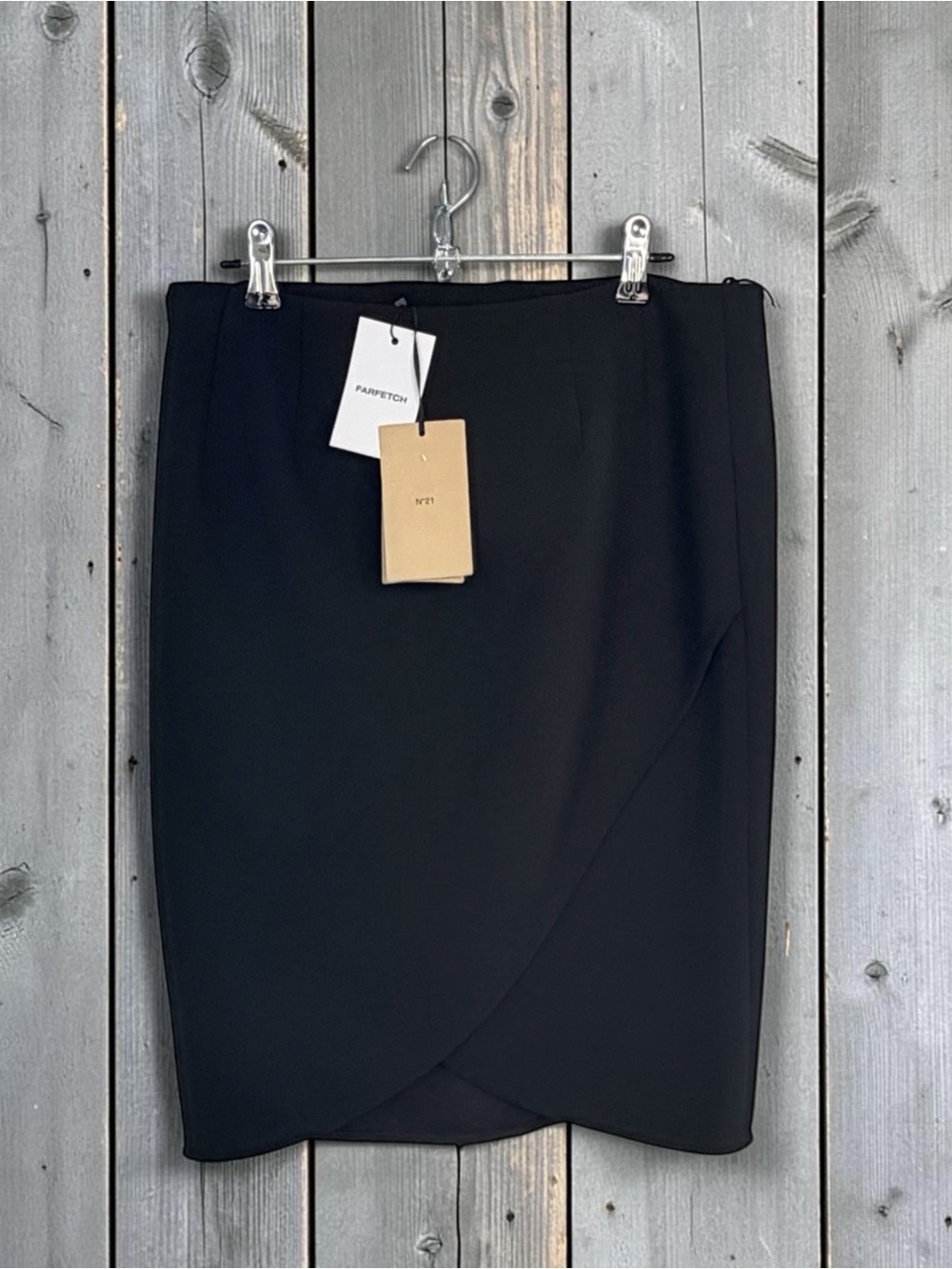 NWT No. 21 Black Wrapped Pencil Skirt